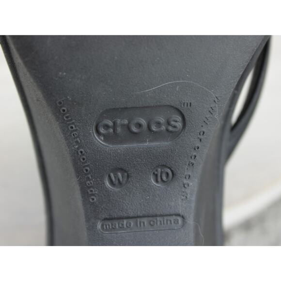 Crocs Cabana Heeled Flip Flops Womens 10 Black Pink Rubber Casual Comfort - Picture 6 of 6